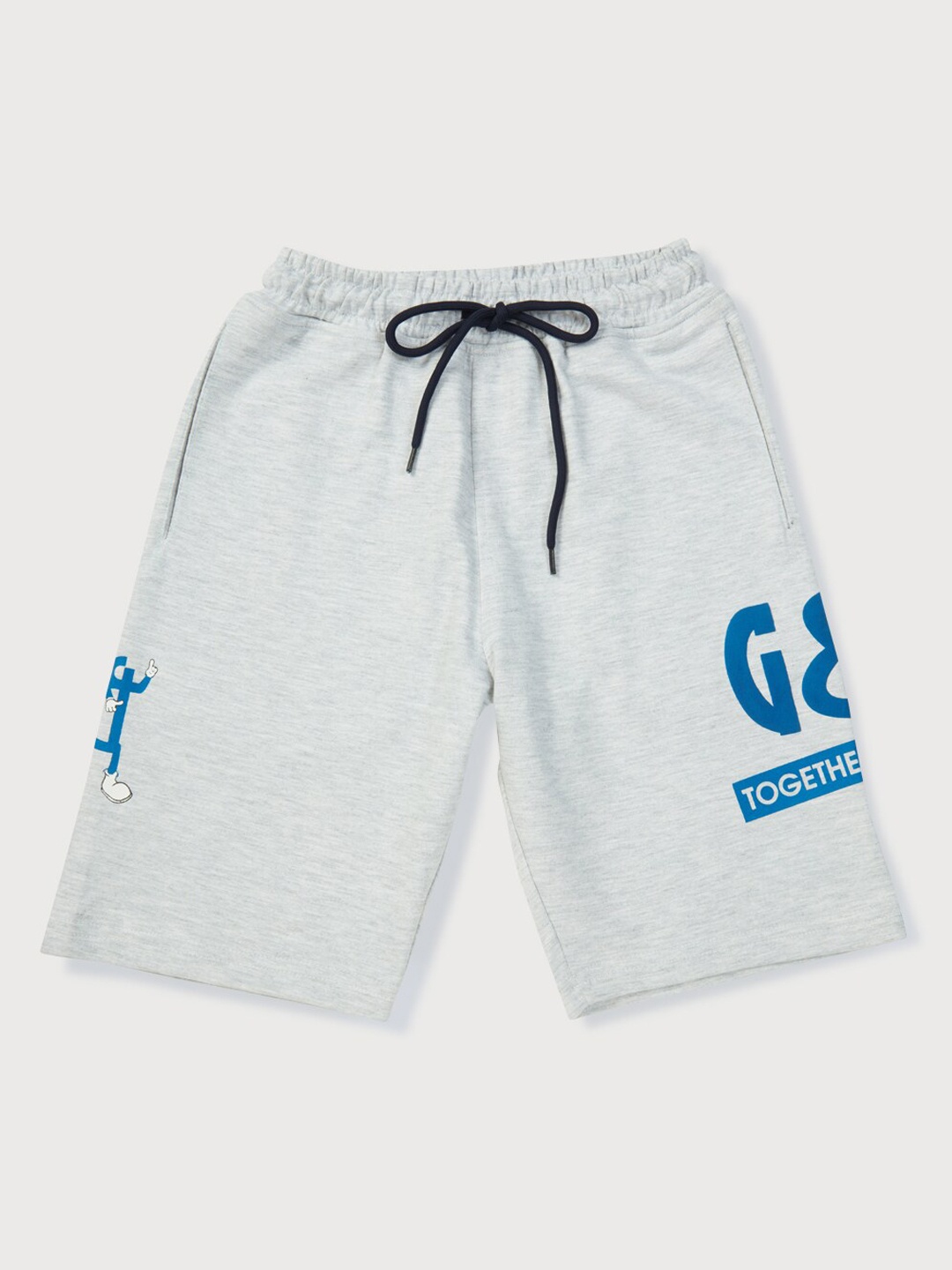 

Gini and Jony Boys Mid-Rise Typography Printed Cotton Shorts, Grey