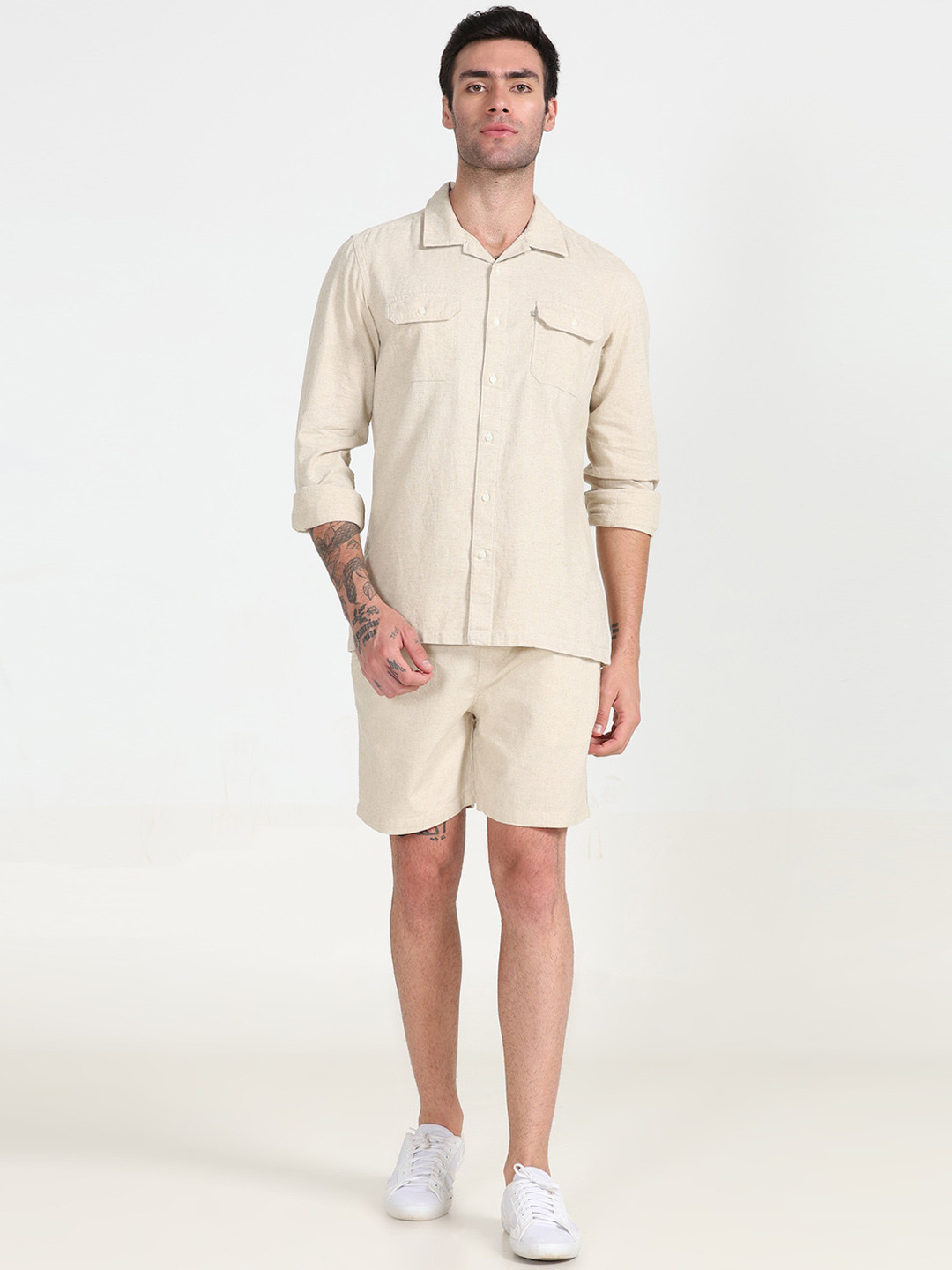 

POE Shirt & Shorts Co-Ords, Beige