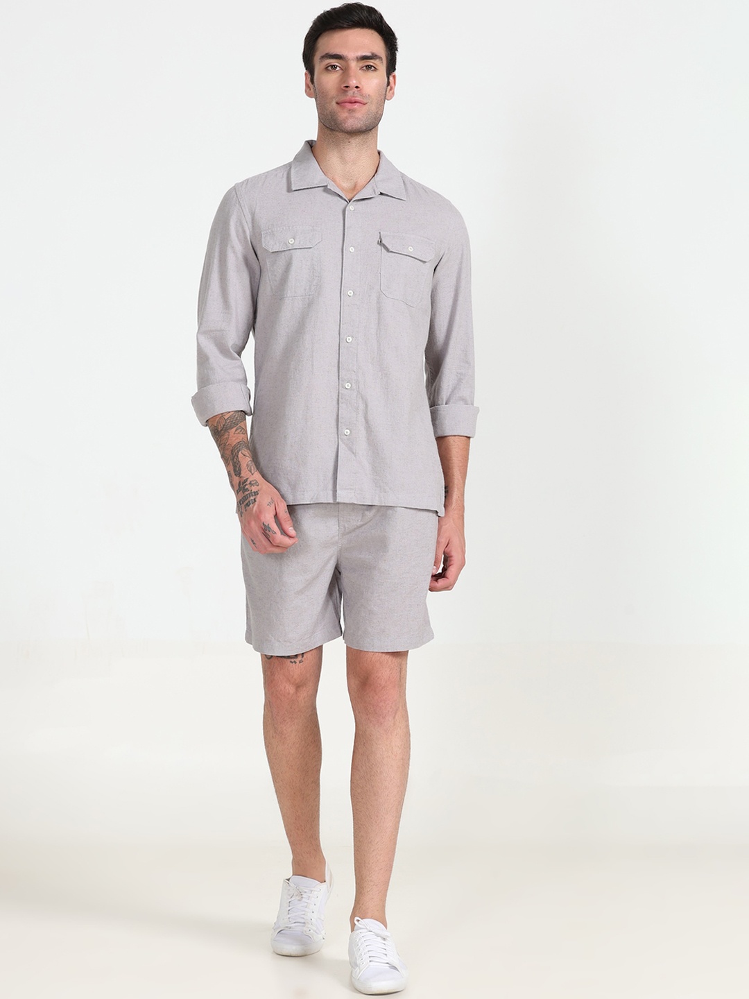 

POE Shirt Collar Shirt & Shorts Co-Ords Set, Lavender