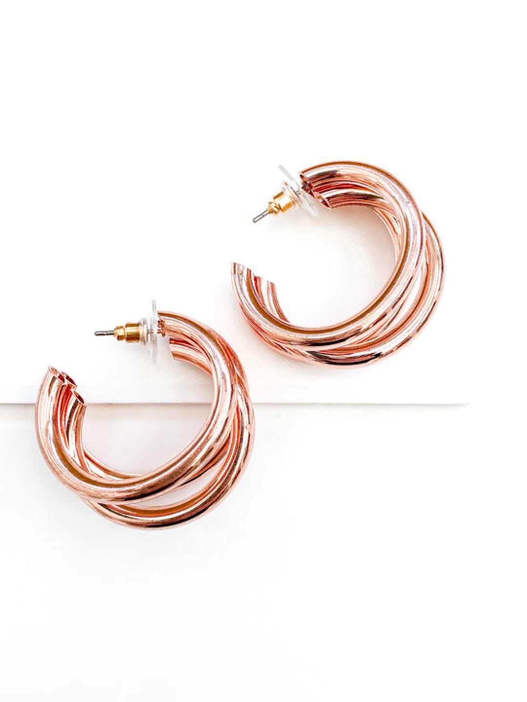 

VAGHBHATT Rose Gold Plated Circular Half Hoop Earrings