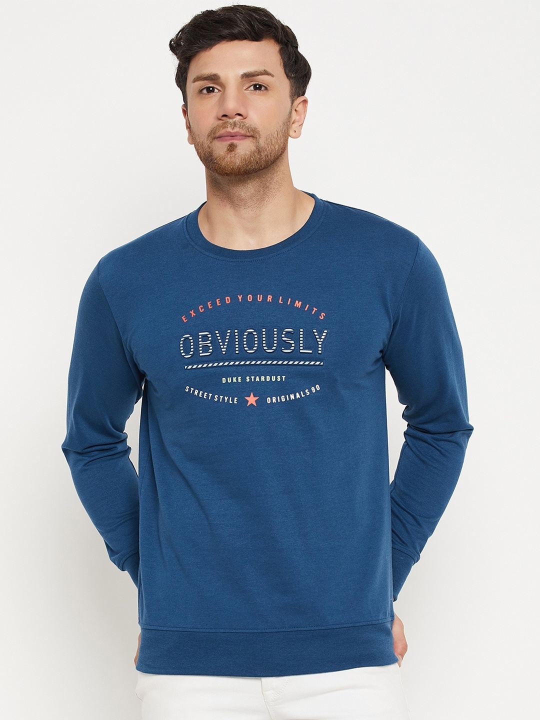 

Duke Typographic Printed Fleece Sweatshirt, Blue