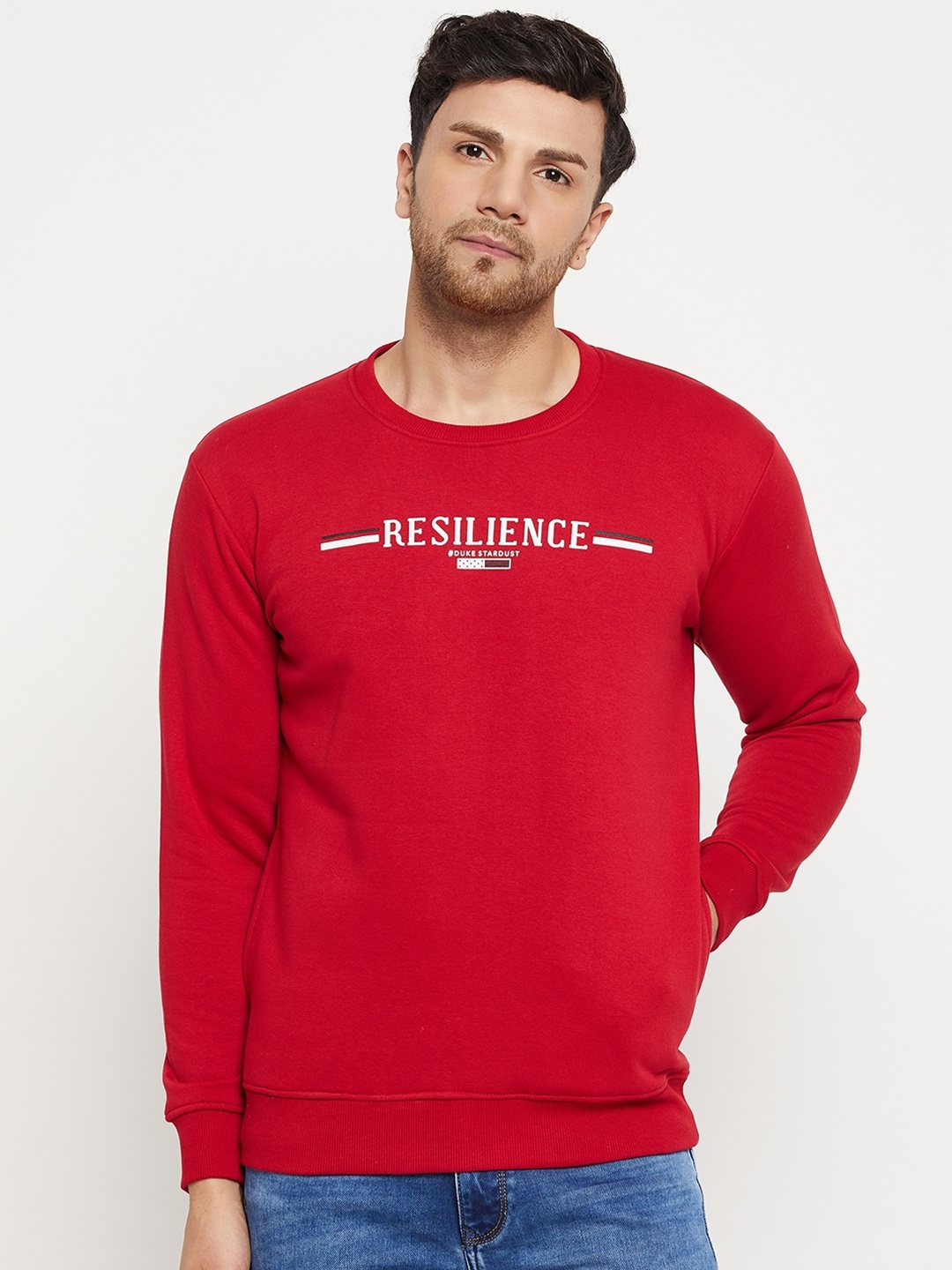 

Duke Typographic Printed Fleece Sweatshirt, Red