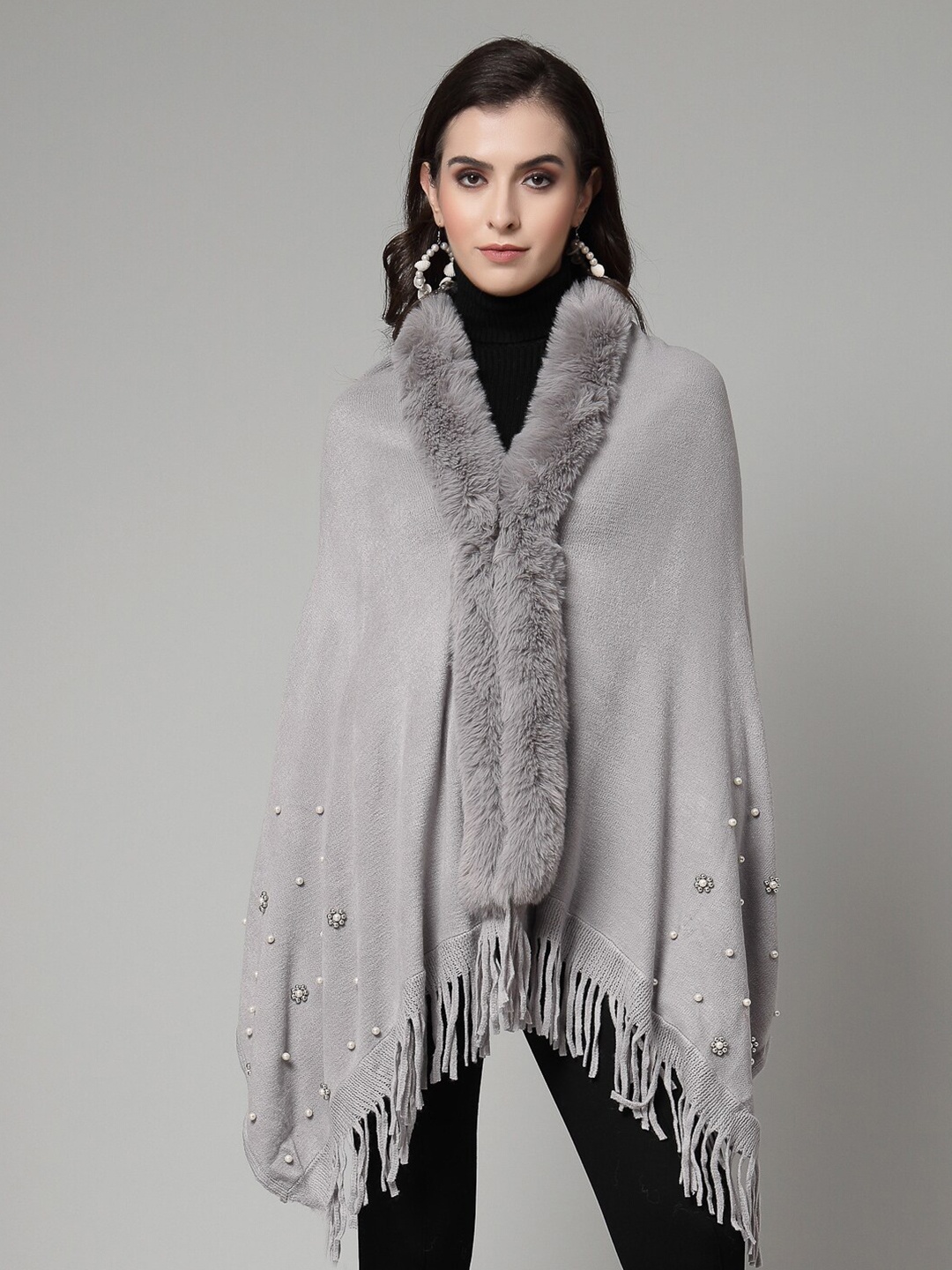 

Mafadeny Stylish & Cosy Longline Poncho, Grey