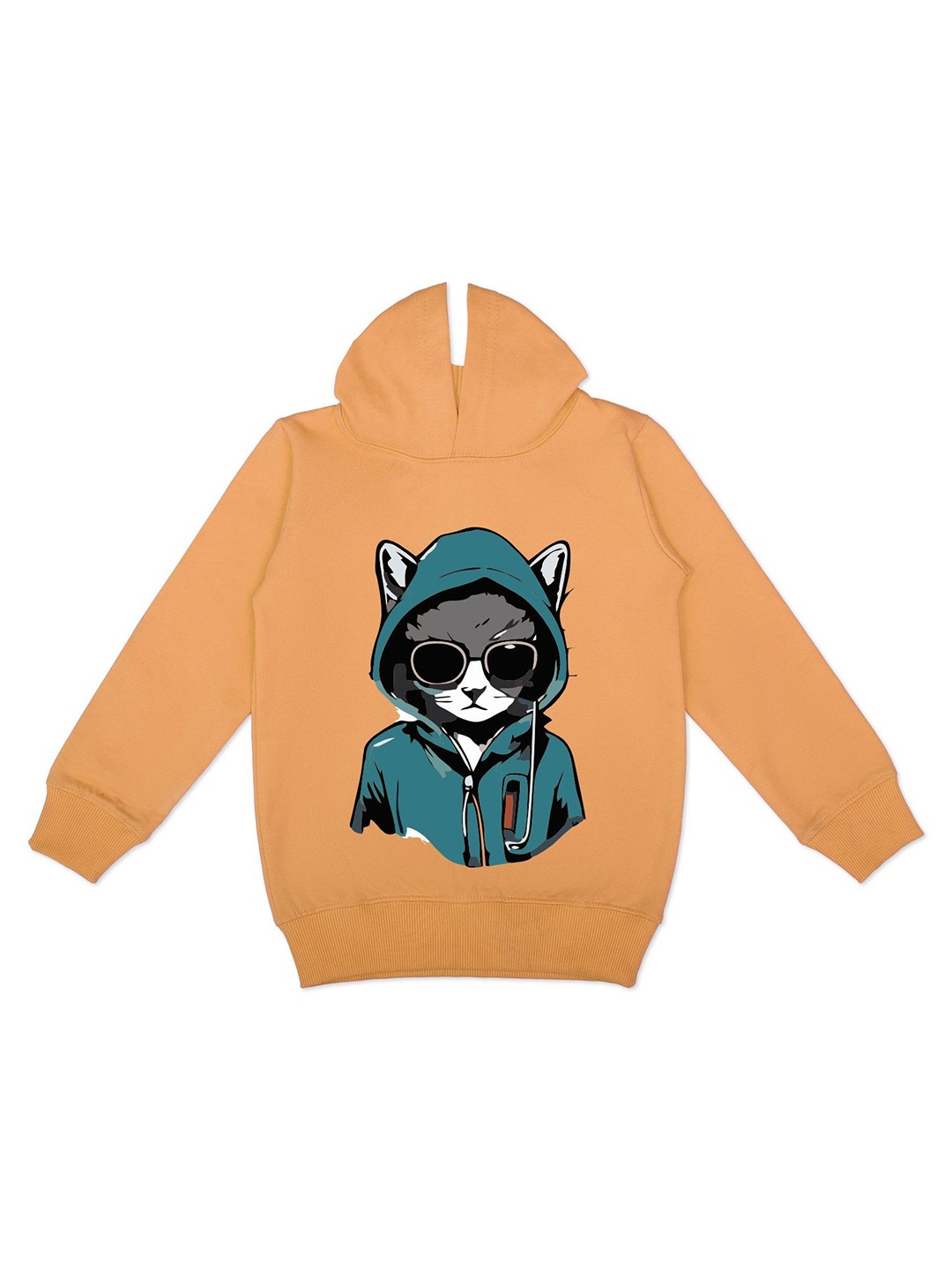 

HERE&NOW Boys Graphic Printed Hooded Fleece Pullover Sweatshirt, Mustard