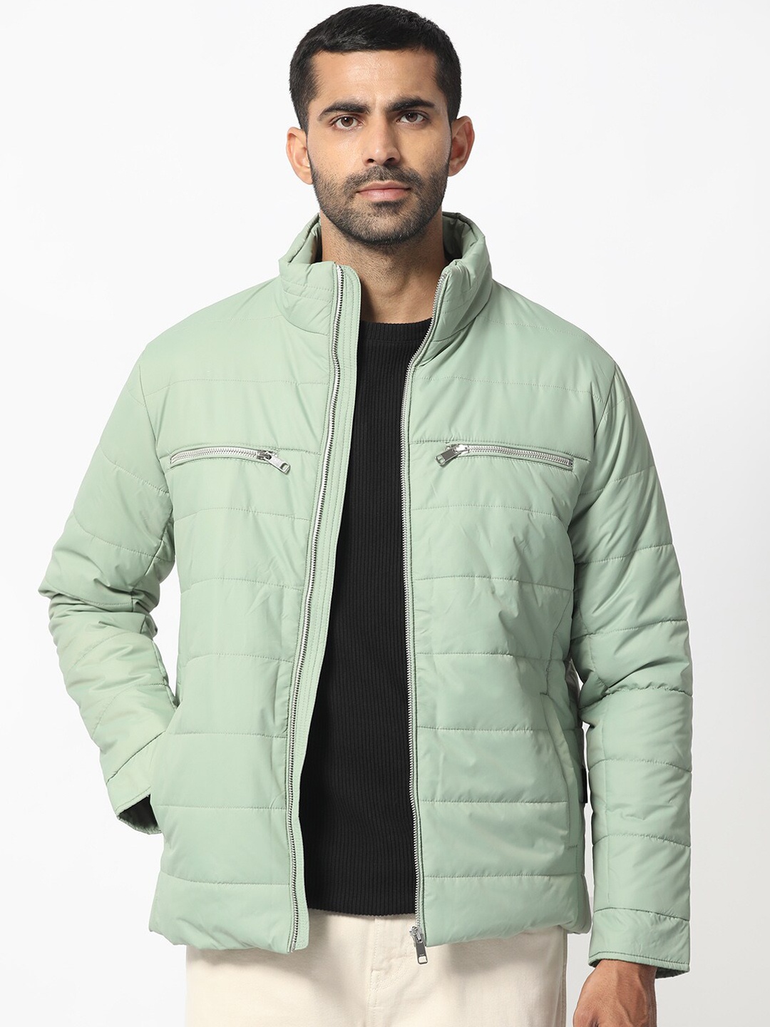 

RARE RABBIT Men Beylor Puffer Mock Collar Padded Jacket, Green