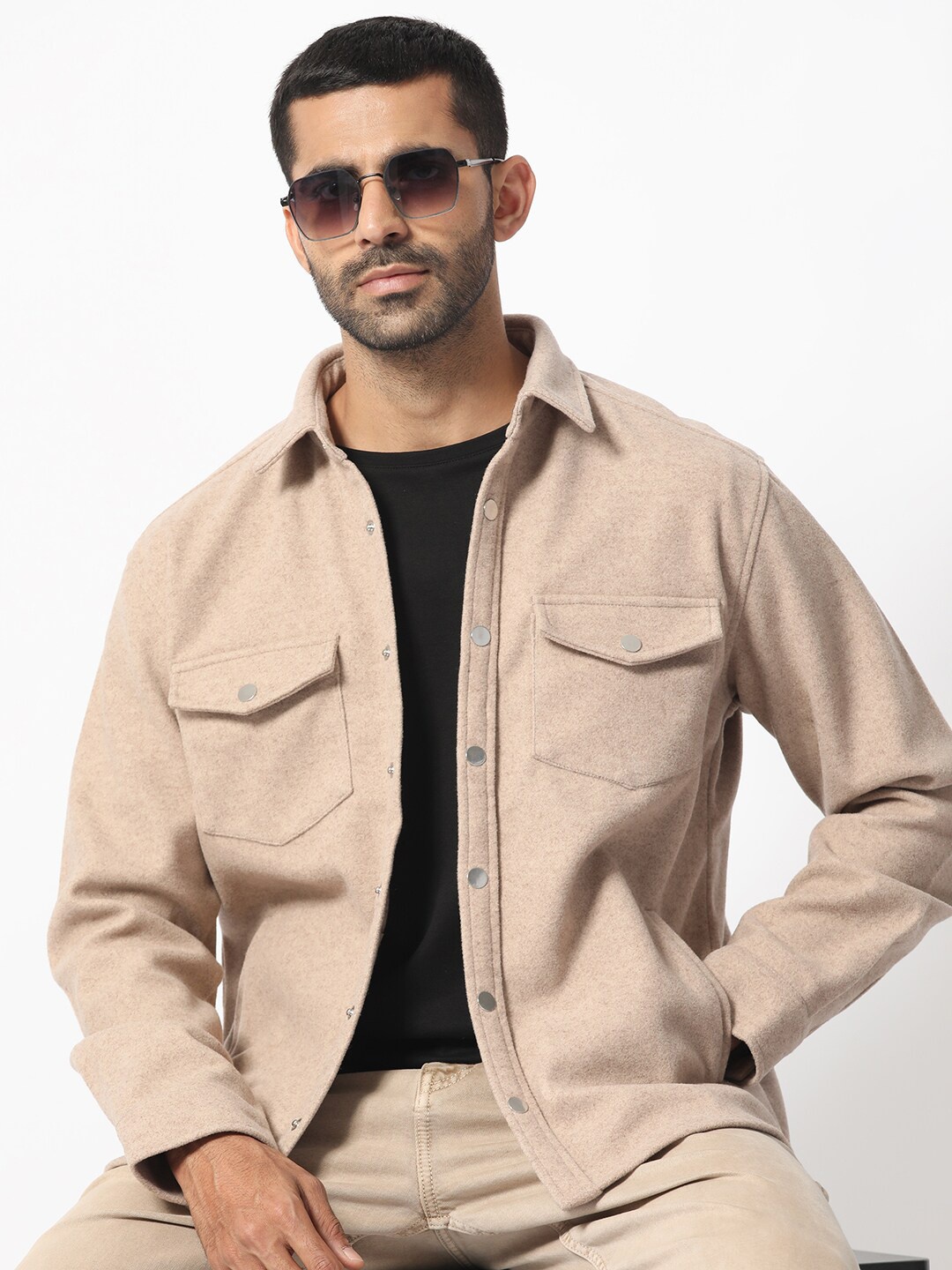 

RARE RABBIT Men Cason Tailored Fit Spread Collar Jacket, Beige