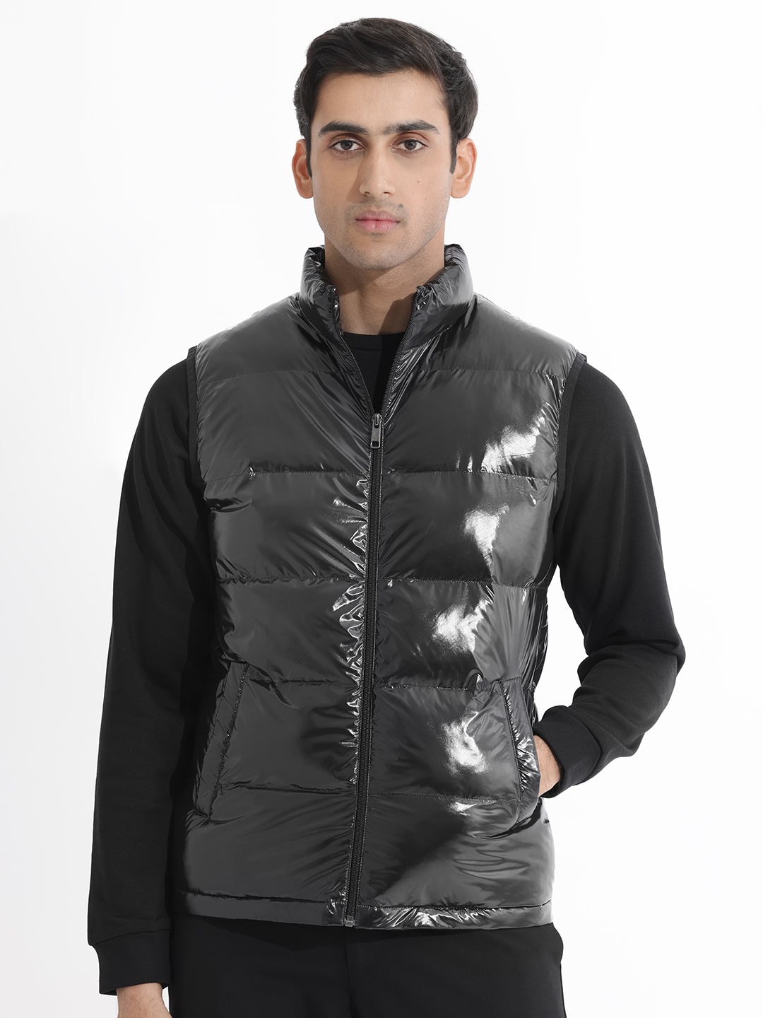

RARE RABBIT Men Cover Puffer Mock Collar Jacket, Black