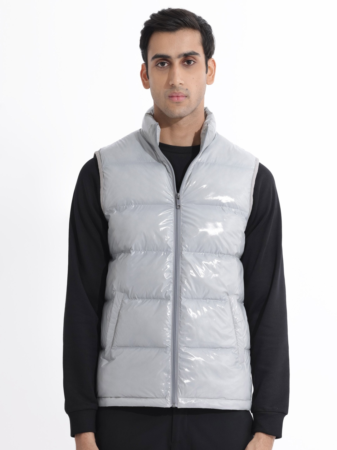 

RARE RABBIT Men Cover Puffer Mock Collar Padded Jacket, Grey