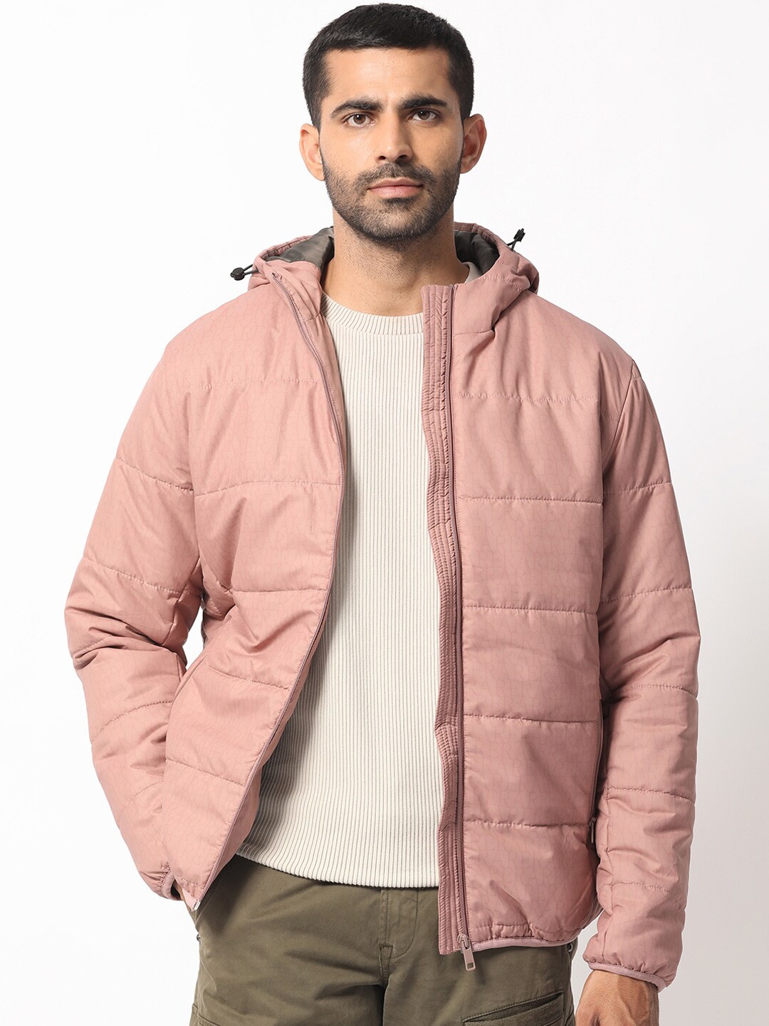 

RARE RABBIT Men Vasto Puffer Hooded Padded Jacket, Pink