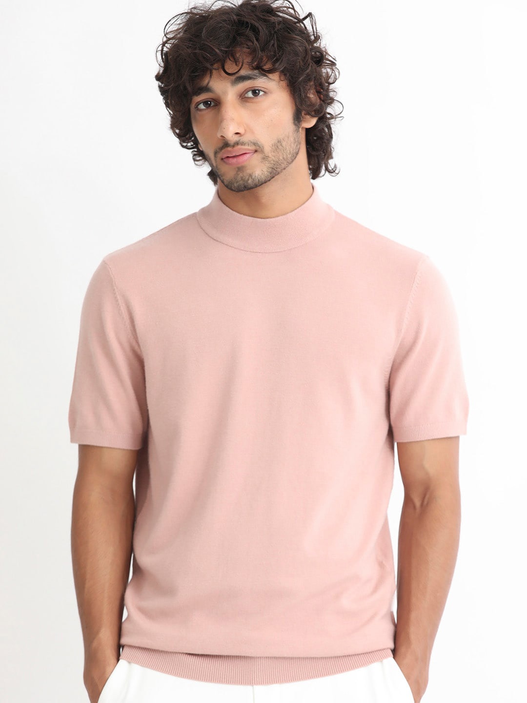 

RARE RABBIT Men Alfet Slim Fit Knitted T-Shirt, Peach