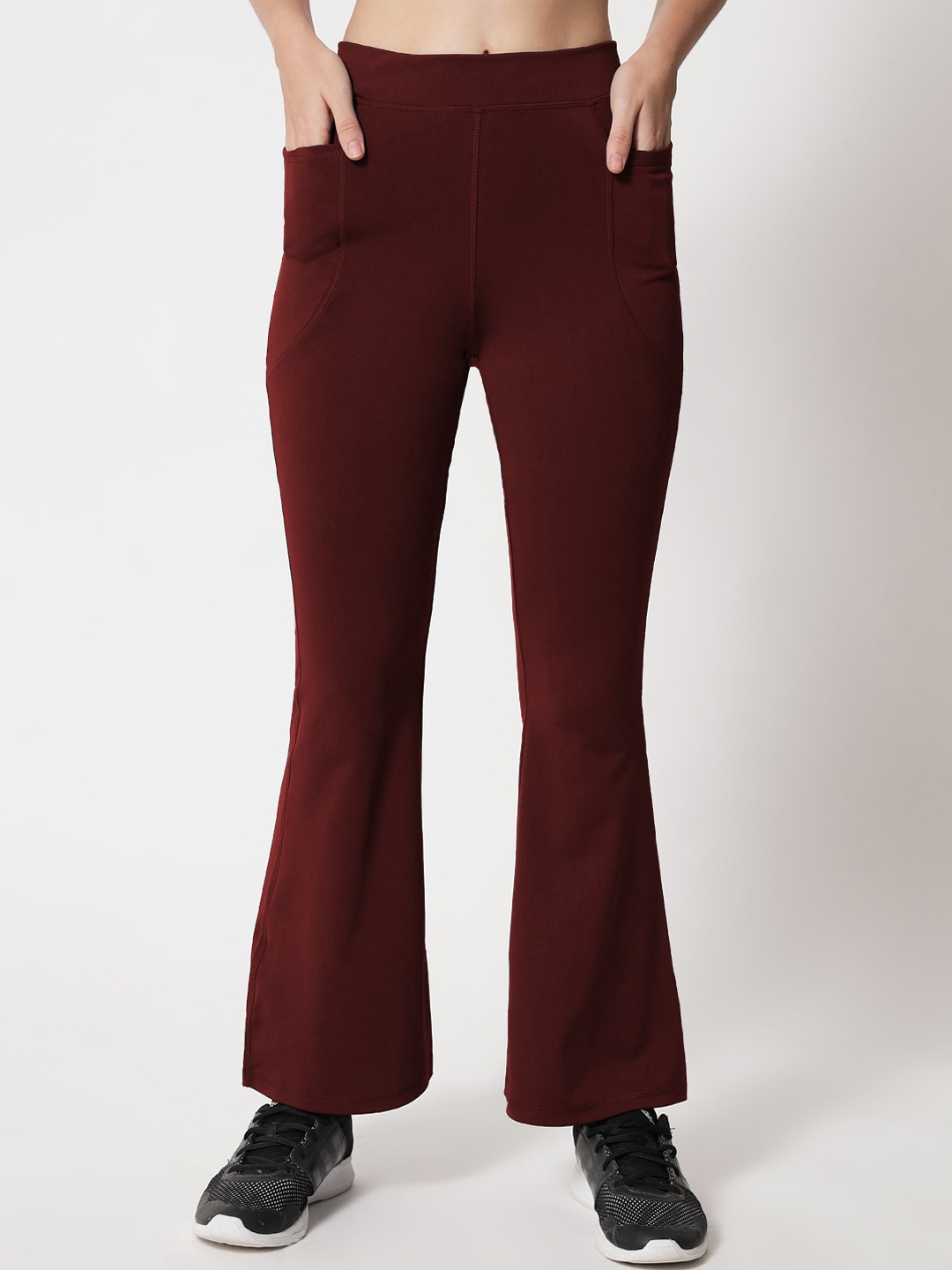 

FAIRIANO Women Slim-Fit Ankle-Length Gym Tights, Maroon