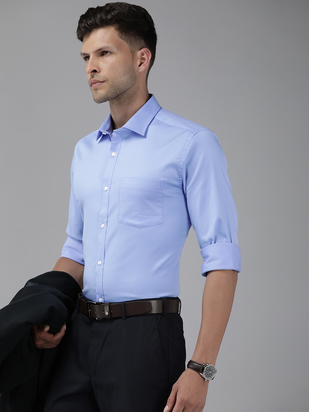 

Park Avenue Men Slim Fit Pure Cotton Formal Shirt, Blue