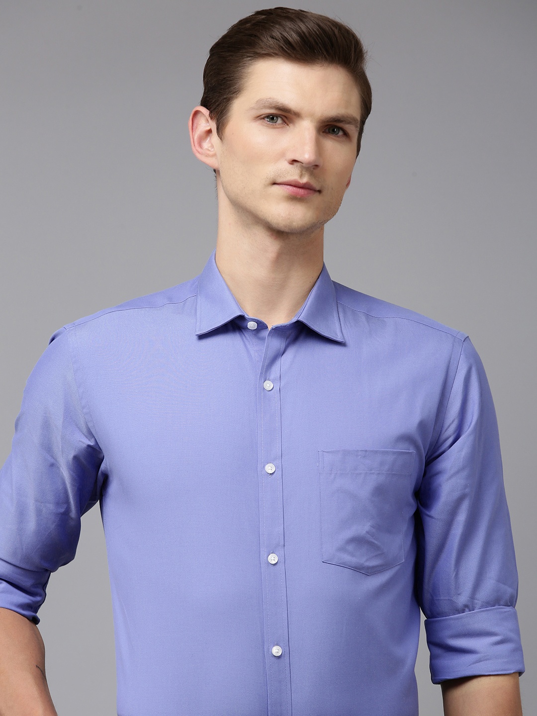 

Park Avenue Slim Fit Opaque Pure Cotton Formal Shirt, Blue