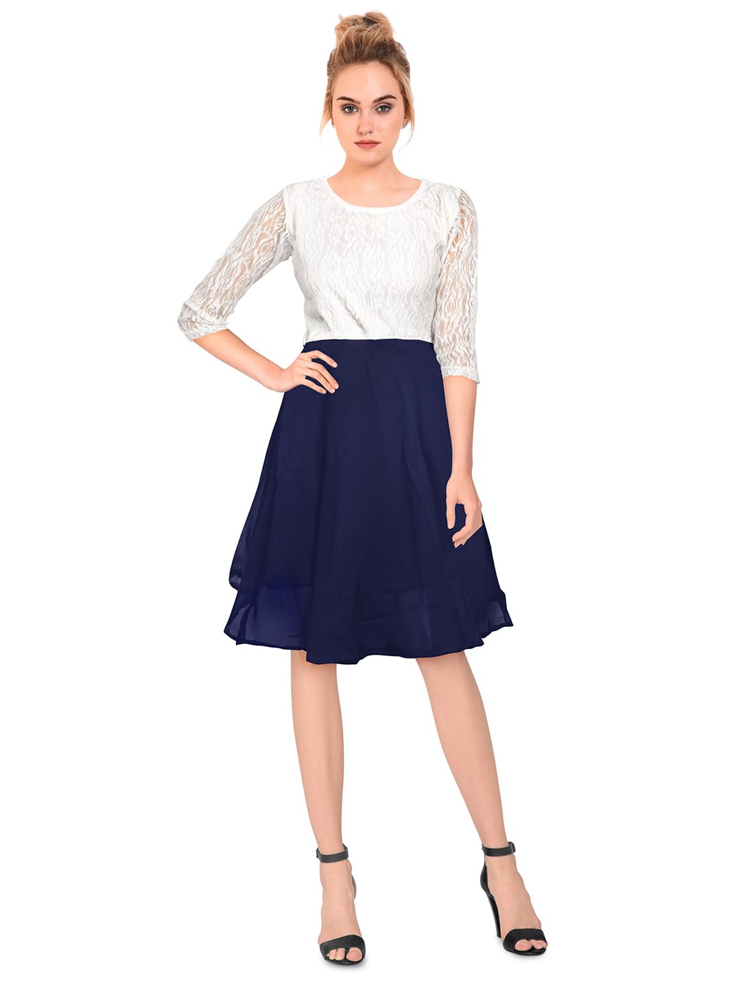 

BAESD Self Design Fit & Flare Dress, Blue