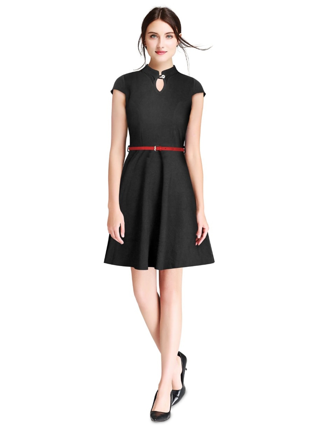 

BAESD Choker Neck A-Line Dress, Black