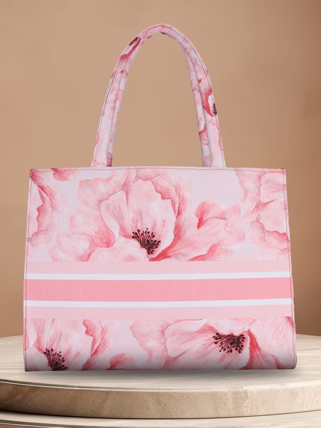 

MINI WESST Florak Printed Structured Handheld Bag, Pink