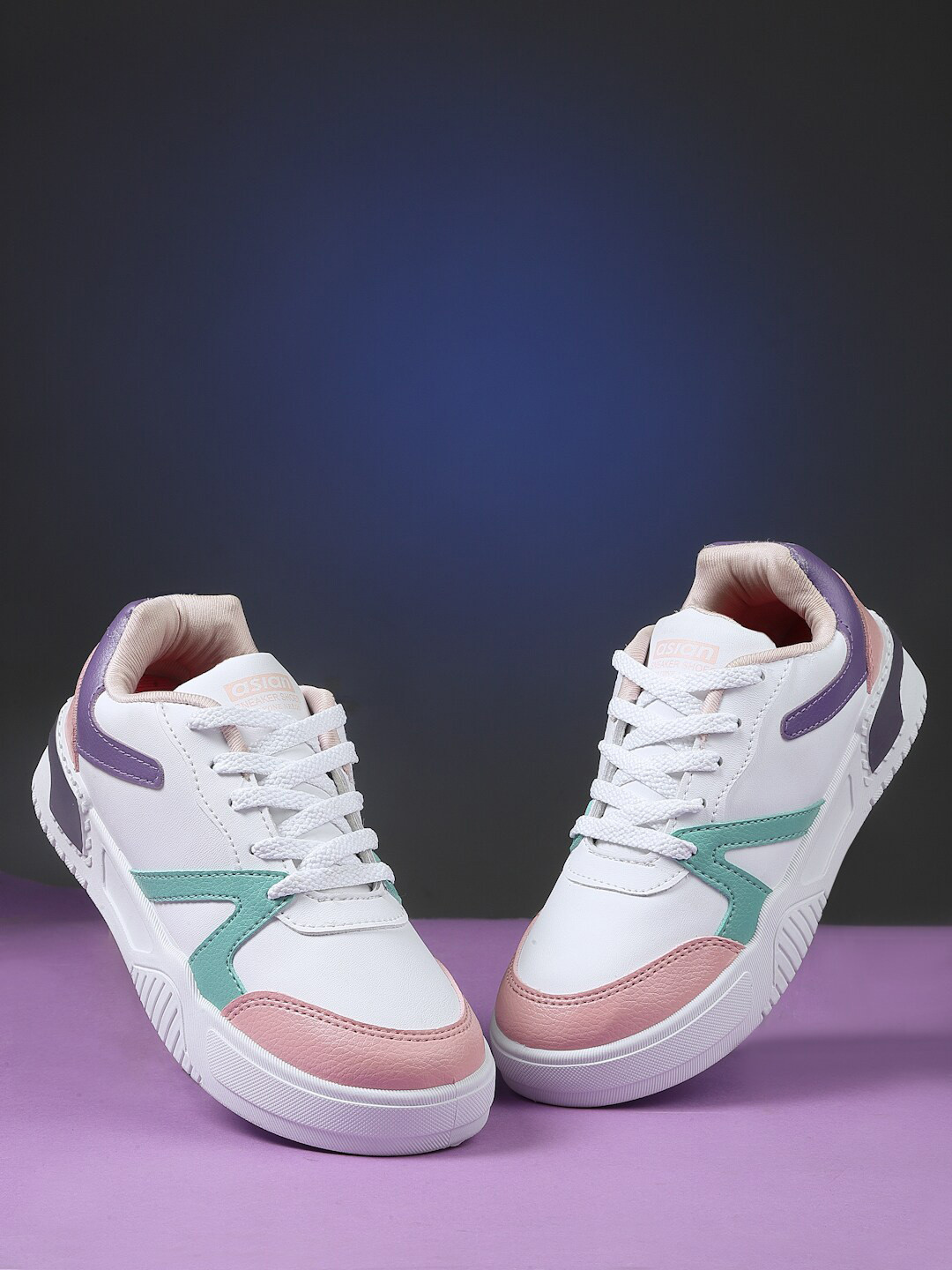 

ASIAN Women PARADISE Colourblocked Memory Foam Insole Basics Sneakers, White