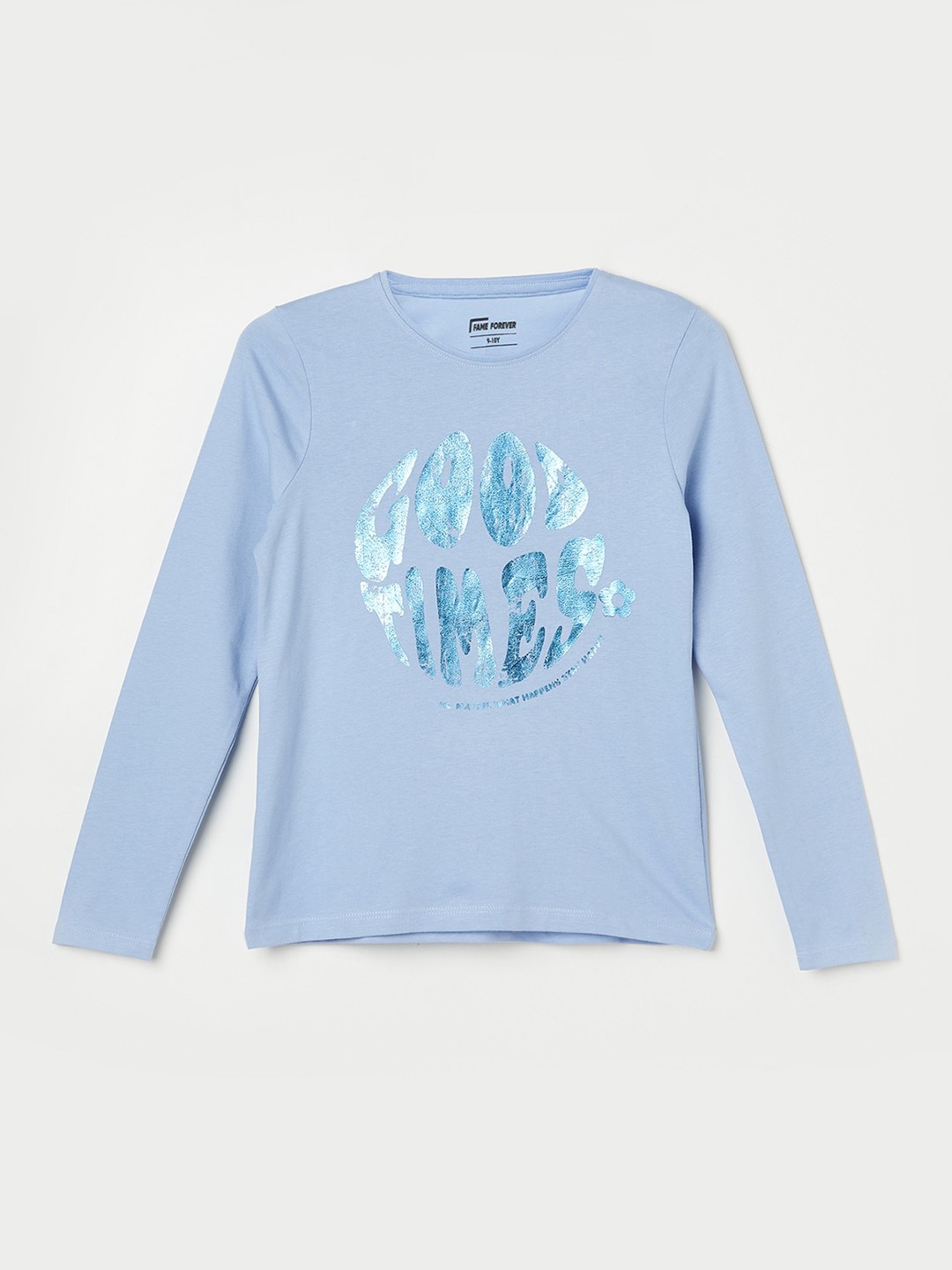 

Fame Forever by Lifestyle Girls Typography Printed Pure Cotton T-shirt, Blue