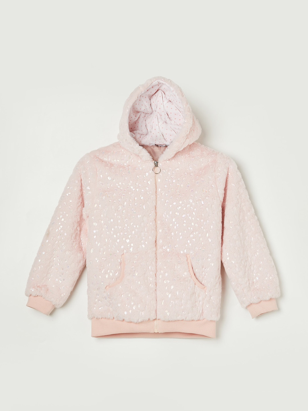 

Fame Forever by Lifestyle Girls Hooded Geometric Bomber Jacket, Pink