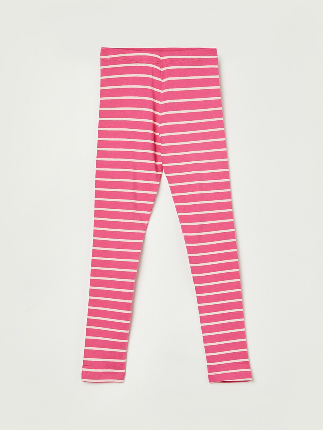

Fame Forever by Lifestyle Girls Striped Pure Cotton Ankle Length Leggings, Pink