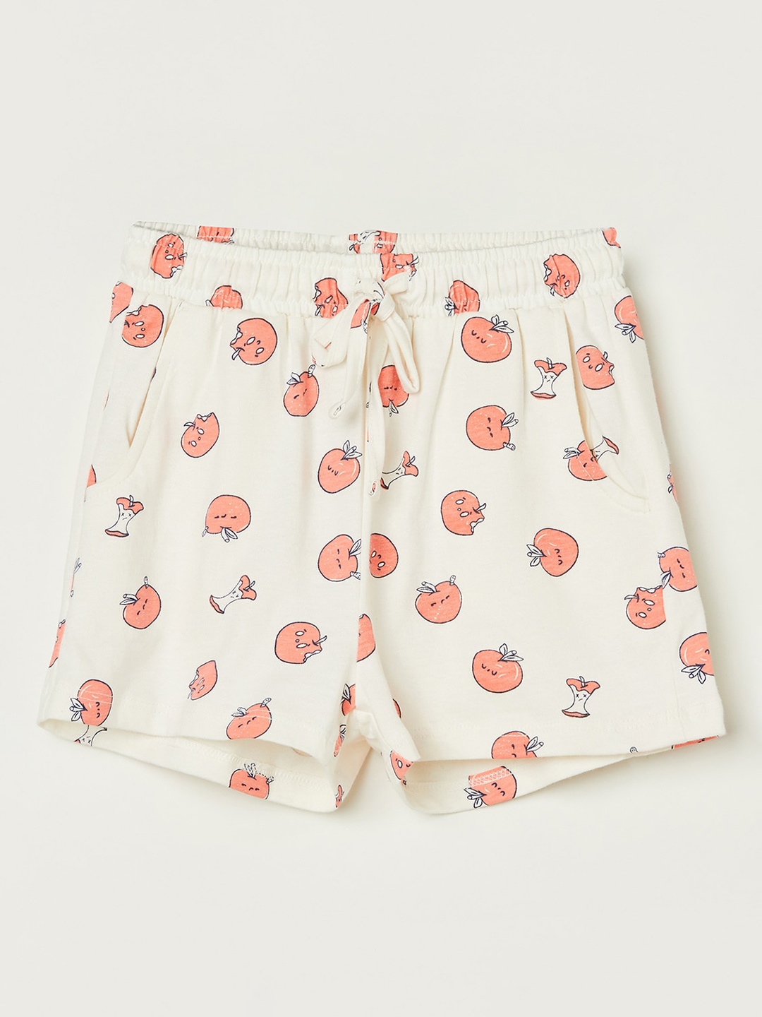 

Fame Forever by Lifestyle Girls Conversational Printed Mid-Rise Cotton Shorts, Off white