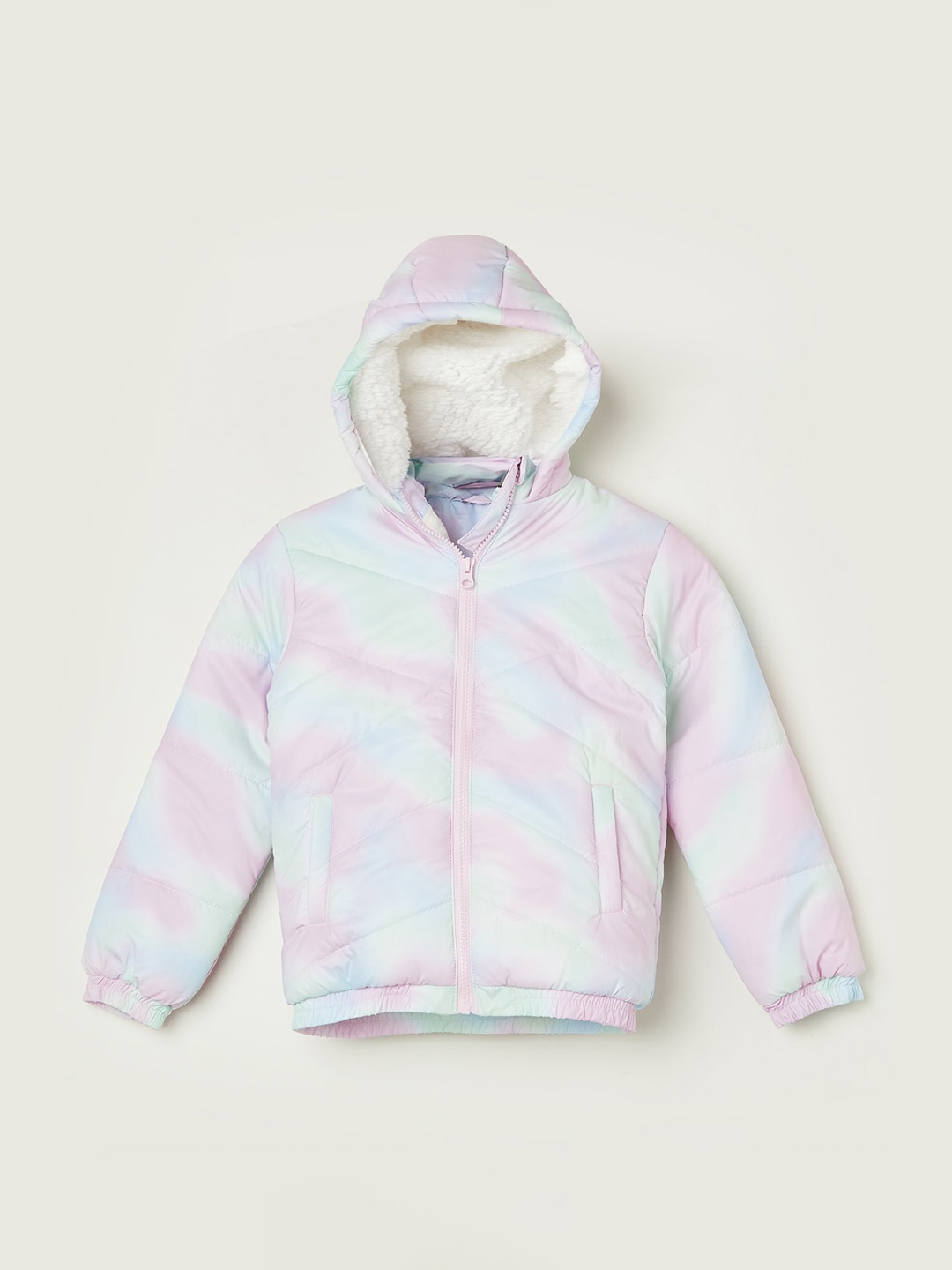 

Fame Forever by Lifestyle Girls Tie & Dyed Crop Bomber Jacket, White