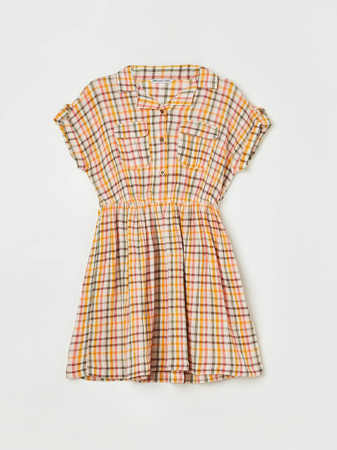 

Fame Forever by Lifestyle Girls Checked Pure Cotton Fit & Flare Dress, Yellow