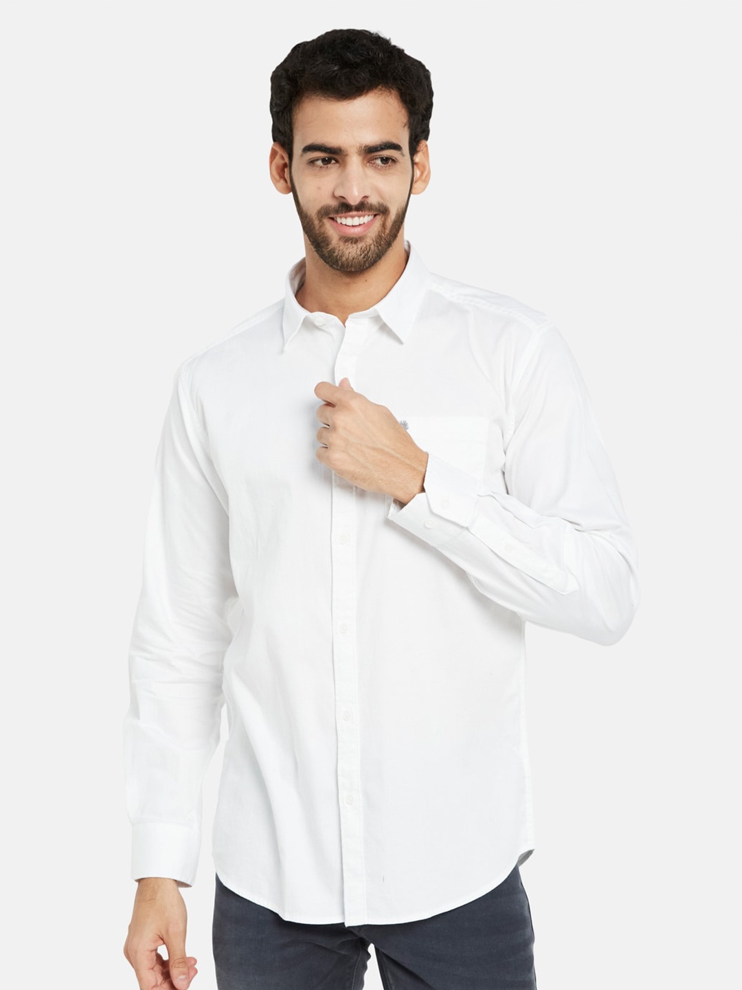 

METTLE Spread Collar Cotton Casual Shirt, White