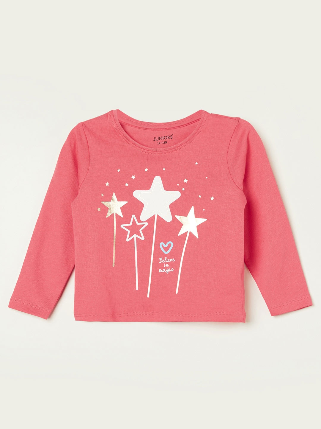 

Juniors by Lifestyle Girls Graphic Printed Pure Cotton T-shirt, Coral