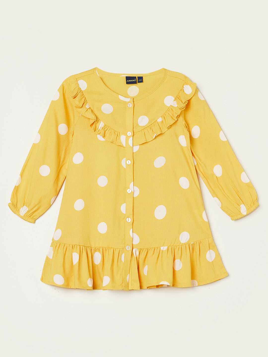 

Juniors by Lifestyle Girls Polka Dots Printed Ruffles A-Line Dress, Yellow