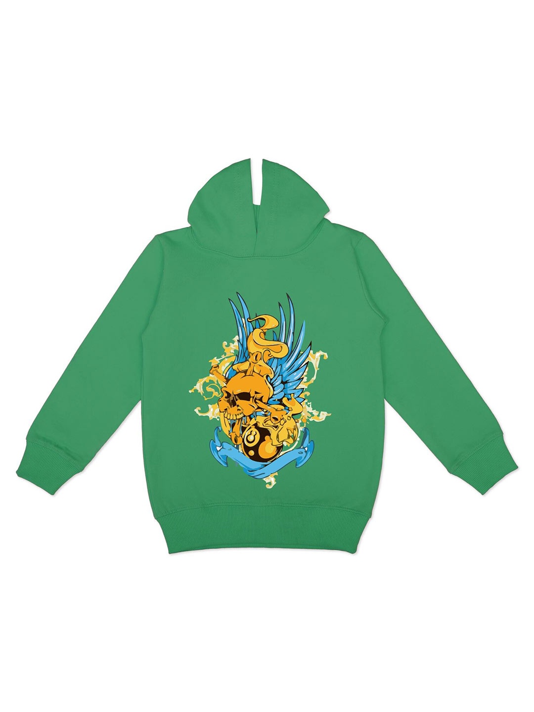 

YK Boys Graphic Printed Hooded Fleece Sweatshirt, Green
