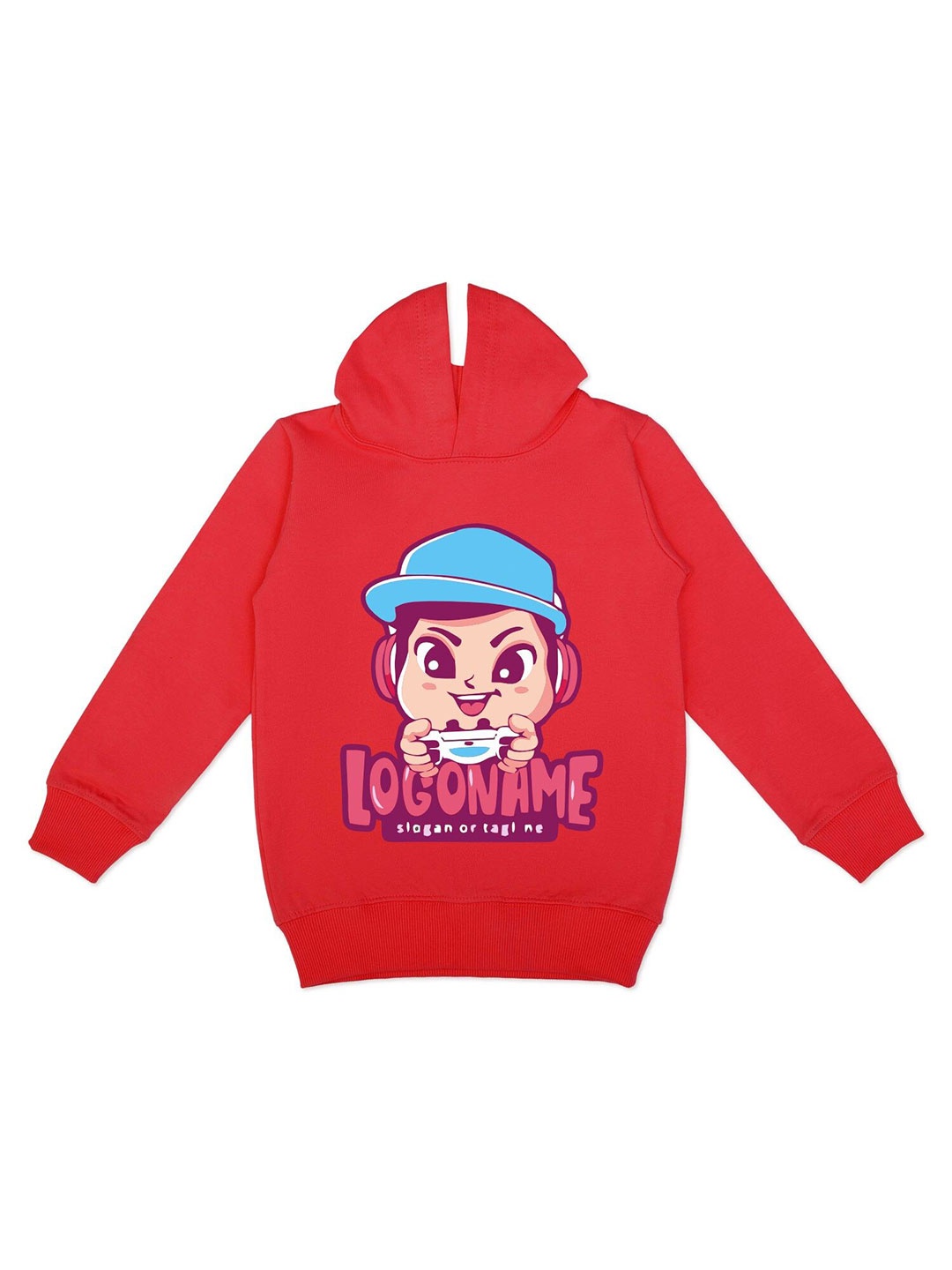 

YK Boys Graphic Printed Hooded Fleece Sweatshirt, Red
