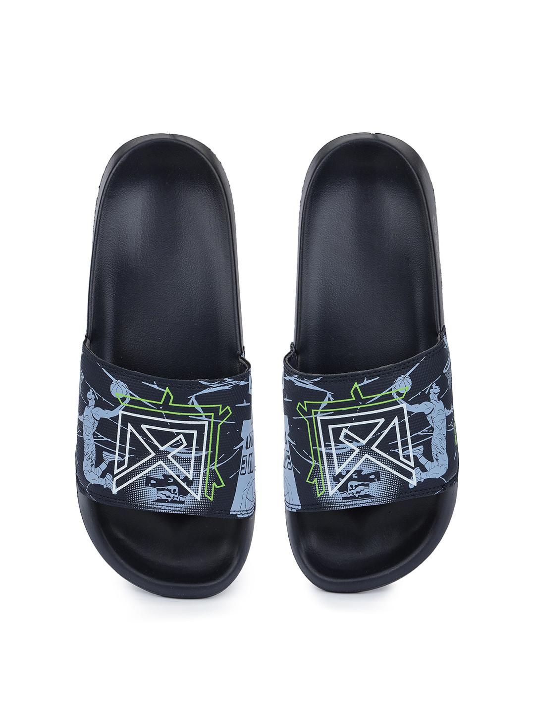 

ABROS Men Printed Rubber Sliders, Navy blue