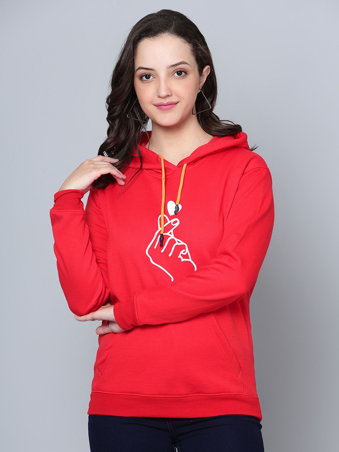 

Fashion And Youth Graphic Printed Hooded Fleece Sweatshirt, Red