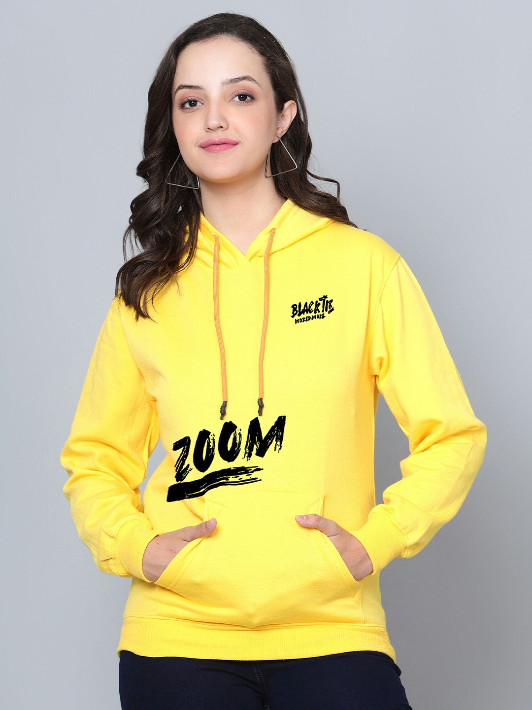

Fashion And Youth Typography Printed Hooded Fleece Pullover Sweatshirt, Yellow