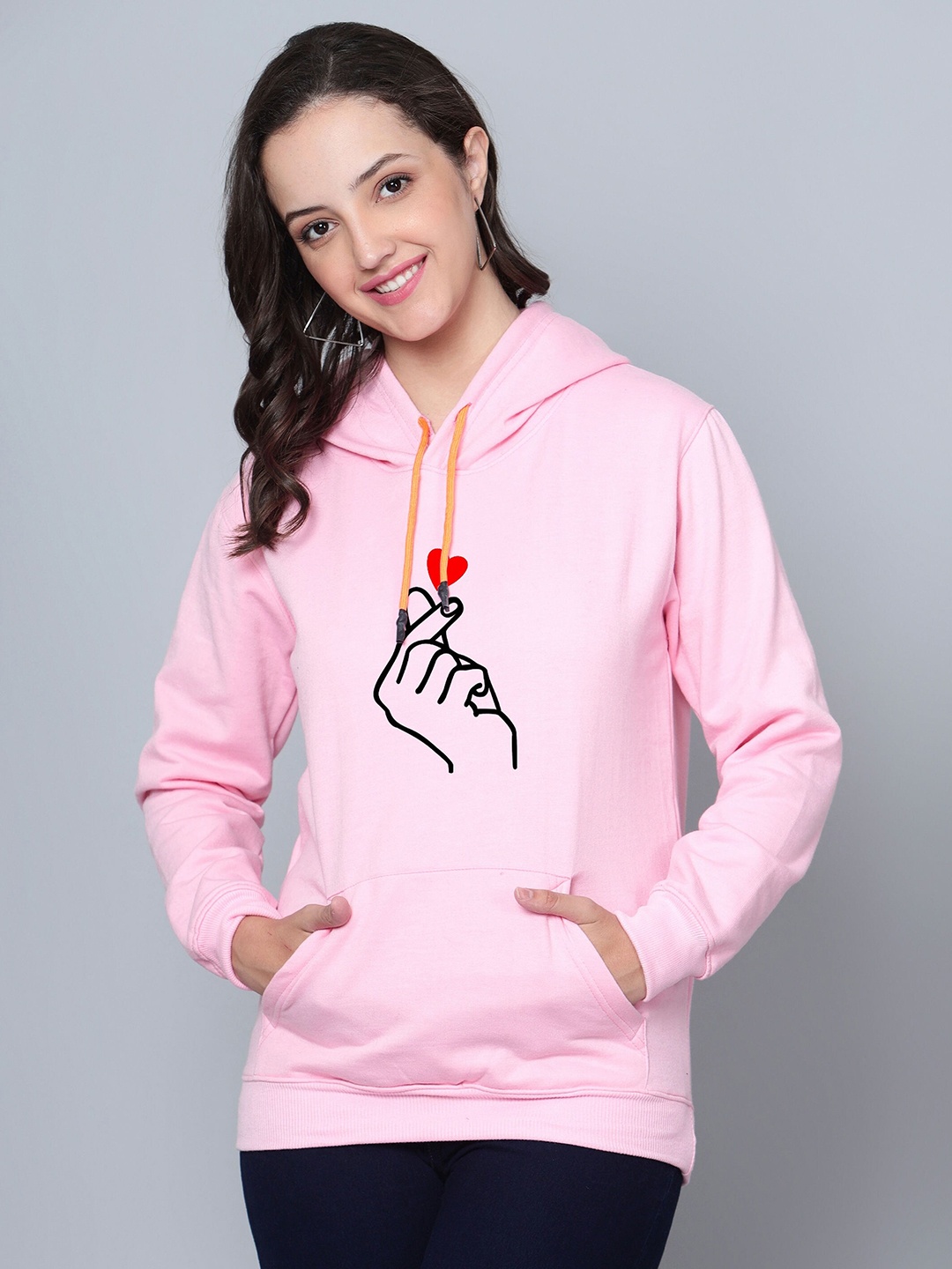 

Fashion And Youth Graphic Printed Hooded Fleece Sweatshirt, Pink