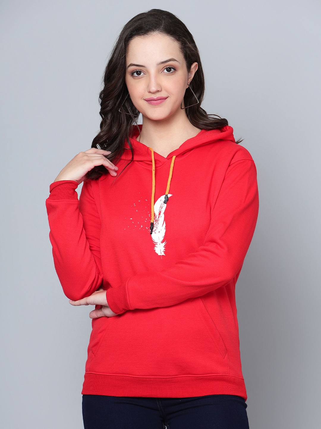 

Fashion And Youth Graphic Printed Hooded Sweatshirt, Red