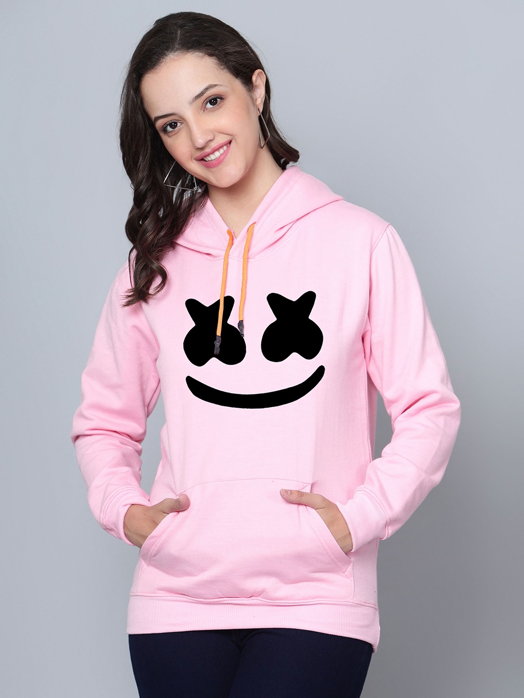 

Fashion And Youth Printed Hooded Fleece Pullover, Pink