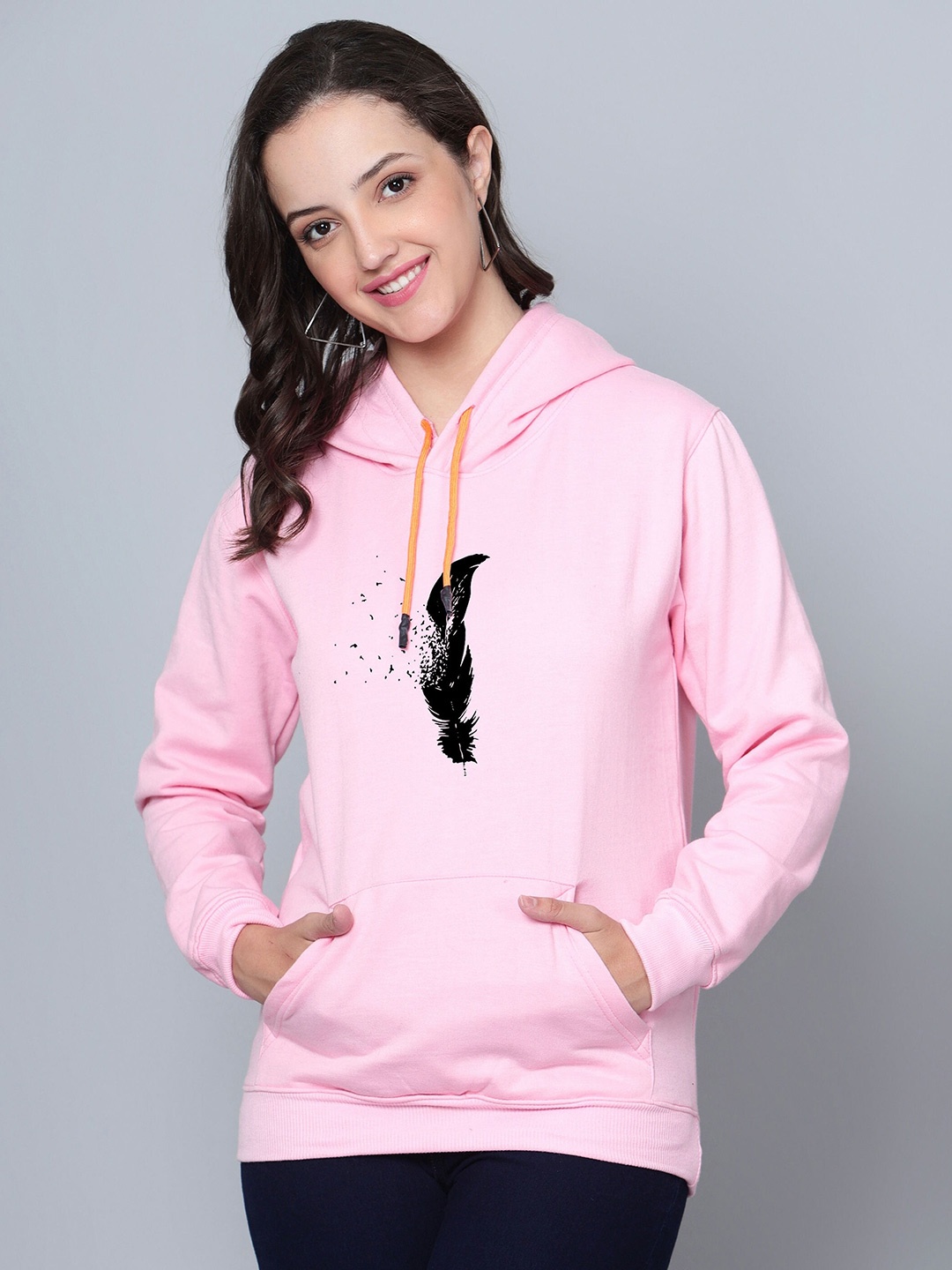 

Fashion And Youth Graphic Printed Hooded Fleece Sweatshirt, Pink