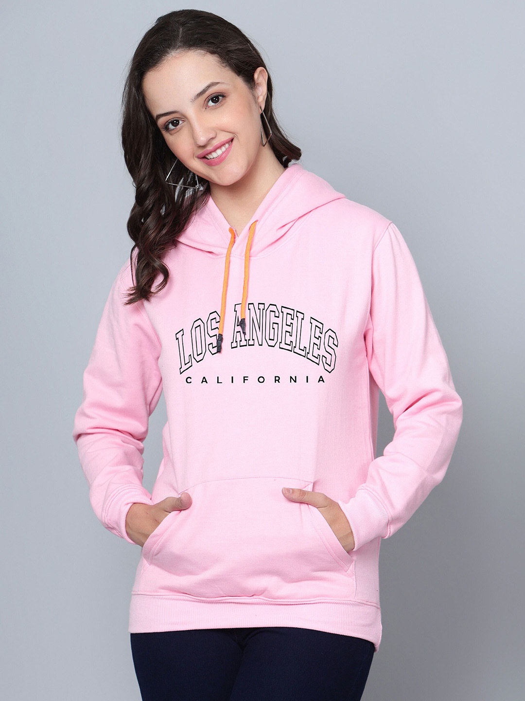 

Fashion And Youth Typography Printed Long Sleeves Hooded Fleece Sweatshirt, Pink