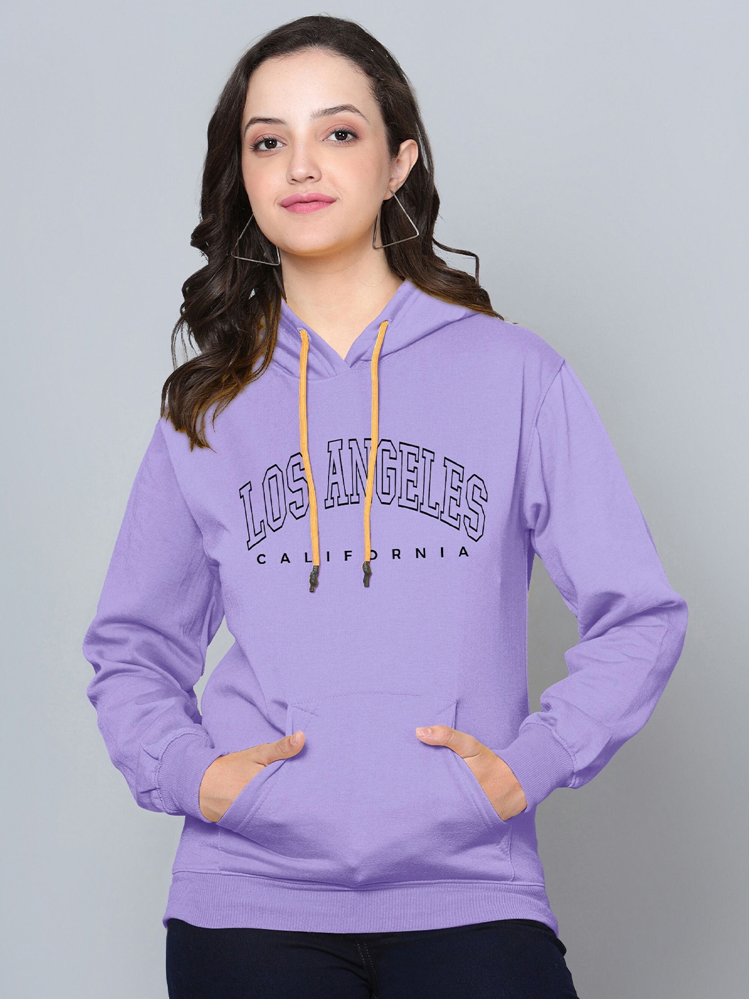 

Fashion And Youth Typography Printed Hooded Fleece Pullover, Lavender