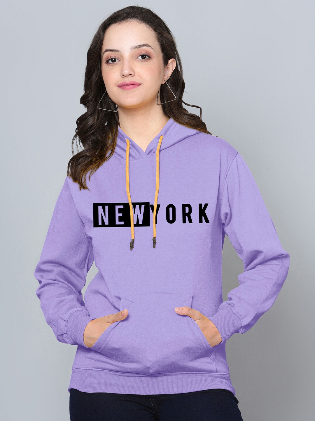 

Fashion And Youth Typography Printed Hooded Fleece Pullover Sweatshirt, Lavender