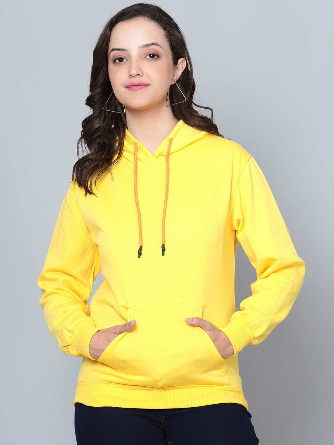 

Fashion And Youth Long Sleeves Hooded Fleece Sweatshirt, Yellow