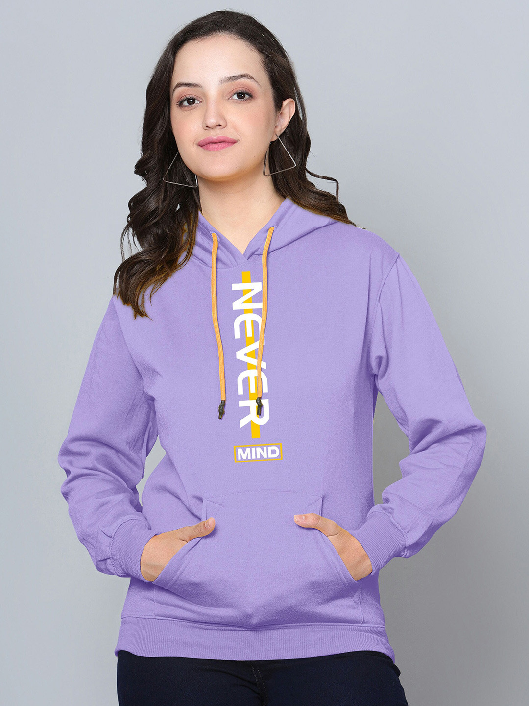 

Fashion And Youth Typography Printed Hooded Fleece Pullover, Lavender