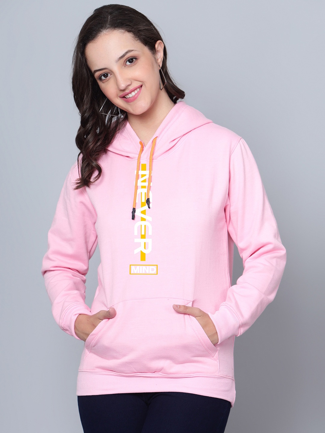

Fashion And Youth Typography Printed Long Sleeves Hooded Fleece Sweatshirt, Pink