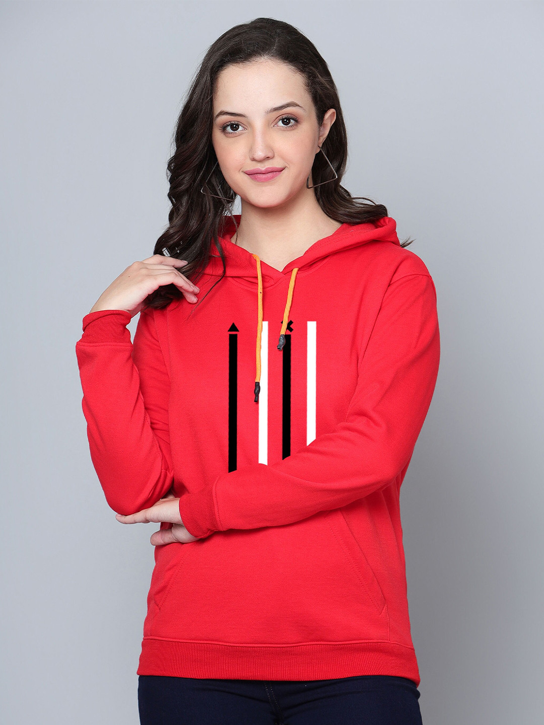 

Fashion And Youth Printed Hooded Fleece Sweatshirt, Red