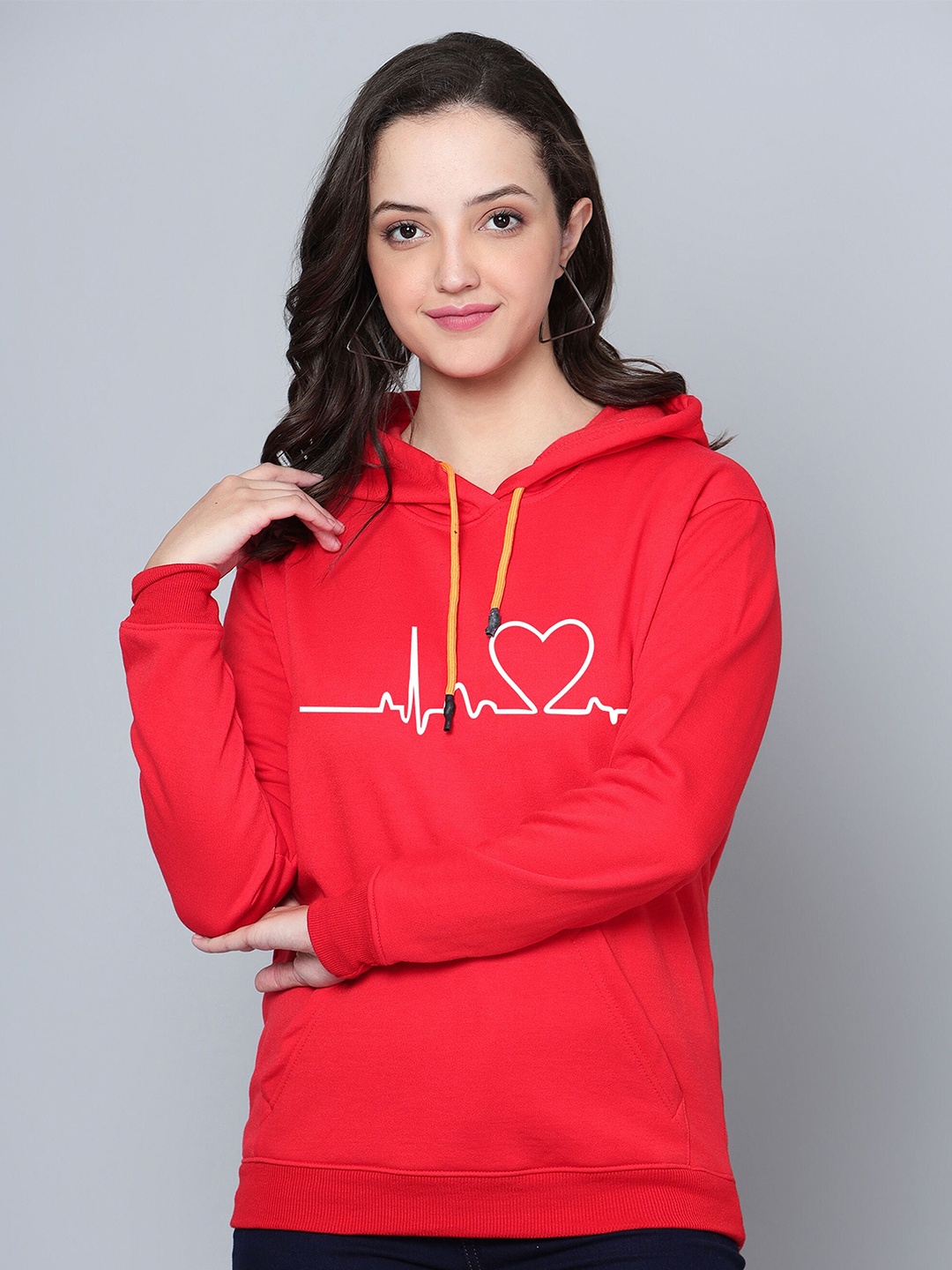 

Fashion And Youth Printed Hooded Fleece Pullover, Red