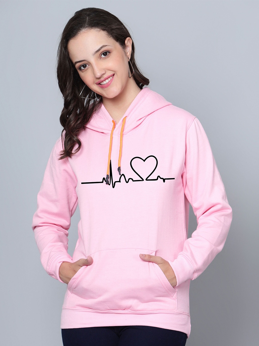 

Fashion And Youth Graphic Printed Hooded Fleece Sweatshirt, Pink