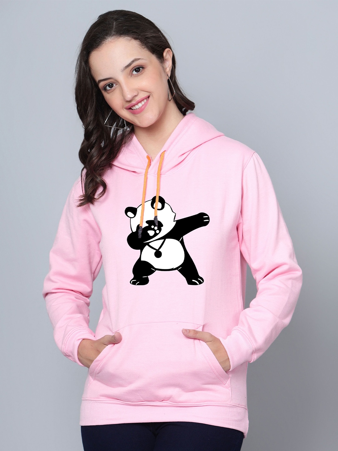 

Fashion And Youth Graphic Printed Hooded Fleece Pullover, Pink