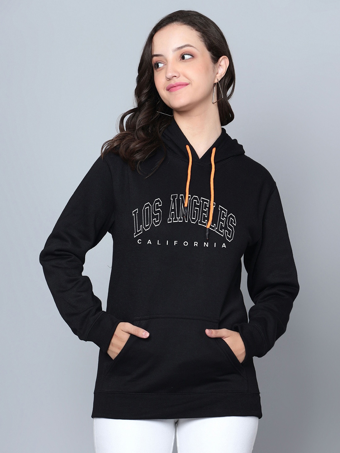 

Fashion And Youth Typography Printed Long Sleeves Hooded Fleece Sweatshirt, Black